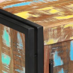 Berkfield Home Shoe Cabinet Black 30x30x40 cm Solid Reclaimed Wood & Steel in Brown - Size: 30 x 30 x 40 cm - thumbnail 8