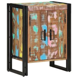 Berkfield Home Shoe Cabinet Black 30x30x40 cm Solid Reclaimed Wood & Steel in Brown - Size: 30 x 30 x 40 cm - thumbnail 3