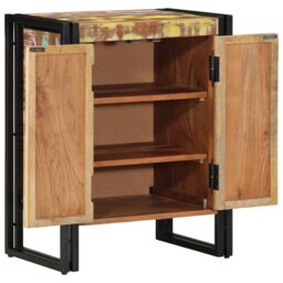 Berkfield Home Shoe Cabinet Black 30x30x40 cm Solid Reclaimed Wood & Steel in Brown - Size: 30 x 30 x 40 cm