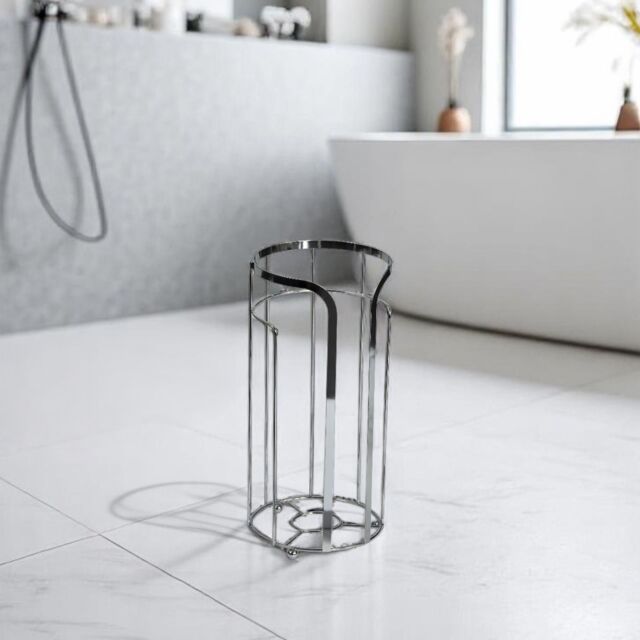 Showerdrape Dante Modern 2Spare Paper Holder - Bathroom Storage in Black or Chrome in Silver - image 1