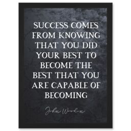 Artery8 Slate Quote John Wooden Success Knowing That You Did Your Best Basketball Coach Inspiring Sports Artwork Framed Wall Art Print A4 in Black - thumbnail 1