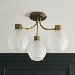 Pagazzi Hamilton 3 Light Antique Brass Semi Flush Ceiling Light in Gold - thumbnail 2
