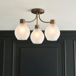 Pagazzi Hamilton 3 Light Antique Brass Semi Flush Ceiling Light in Gold - thumbnail 3