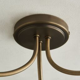 Pagazzi Hamilton 3 Light Antique Brass Semi Flush Ceiling Light in Gold - thumbnail 7