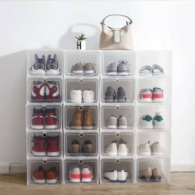 SPETLEK 6x Plastic Shoe Storage Boxes Stackable Foldable Clear Drawer - image 1
