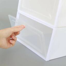 SPETLEK 6x Plastic Shoe Storage Boxes Stackable Foldable Clear Drawer - thumbnail 5