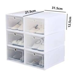 SPETLEK 6x Plastic Shoe Storage Boxes Stackable Foldable Clear Drawer - thumbnail 2