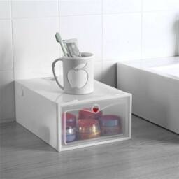 SPETLEK 6x Plastic Shoe Storage Boxes Stackable Foldable Clear Drawer - thumbnail 4