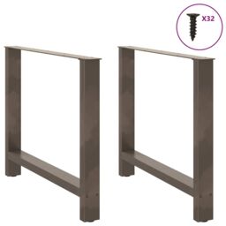 Berkfield Home Coffee Table Legs Natural Steel 2 pcs 100x(72-73) cm Steel in Grey - thumbnail 3