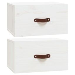Berkfield Home Wall-mounted Bedside Cabinets 2 pcs White 40x29.5x22 cm - thumbnail 2