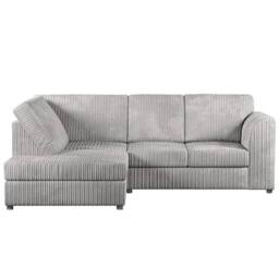 SOFASELECTION UK Jumbo Cord High Back Left Hand 4 Seater Corner Sofa in Silver - Size: 4 Pack