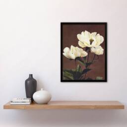 "Artery8 White Herbaceous Peony Flowers Japanese Framed Wall Art Print Kazumasa in Red - Size: W12"" x H16""" - thumbnail 4