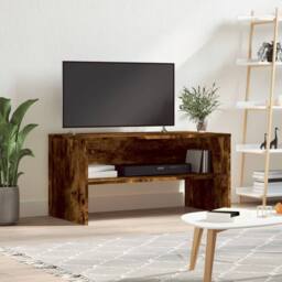 Berkfield Home TV Cabinet Smoked Oak 80x40x40 cm Engineered Wood in Brown - Size: 80 x 40 x 40 cm - thumbnail 2