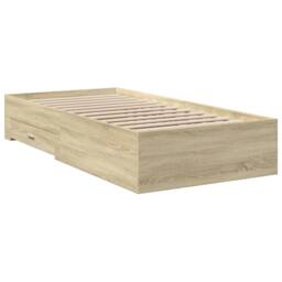 Berkfield Home Modern Bed Frame w/Drawers Frame Sonoma Oak 75x190 cm Small Single in Light Tan - thumbnail 6