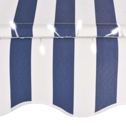 Berkfield Home Manual Retractable Awning with LED 250 cm Blue & White - thumbnail 5