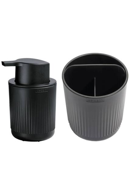ReBorn Soap Dispenser 250ml & Toothbrush Holder Set - Black - image 1