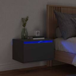 Berkfield Home Durable Wall-mounted Bedside Cabinet with LED Lights Black - thumbnail 2