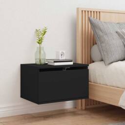 Berkfield Home Durable Wall-mounted Bedside Cabinet with LED Lights Black - thumbnail 4