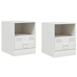 Berkfield Home Bedside Cabinets 2 pcs White 34.5x39x44 cm Steel - thumbnail 2