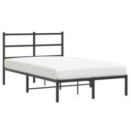 Berkfield Home Metal Bed Frame without Mattress with Headboard Black 120x190cm - Size: 120x190 cm - thumbnail 1