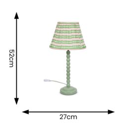 ValueLights Bobbins Sage Green Table Lamp with Tapered Fabric Pleasted Shade & LED Bulb in Pale Pink - thumbnail 6