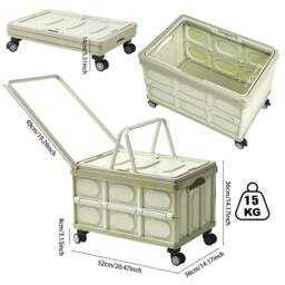 KORVIXA Green Folding Storage Box Cart Camping Trolley Crate - Size: 800mm - thumbnail 2