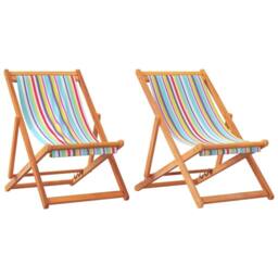 Berkfield Home Folding Beach Chairs 2 pcs Multicolour Fabric - thumbnail 2