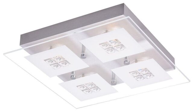 Happy Homewares Designer Brushed Chrome LED Bathroom Light with Glass Insets in Metallic Silver - image 1