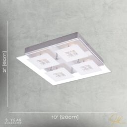 Happy Homewares Designer Brushed Chrome LED Bathroom Light with Glass Insets in Metallic Silver - thumbnail 3