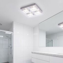 Happy Homewares Designer Brushed Chrome LED Bathroom Light with Glass Insets in Metallic Silver - thumbnail 2