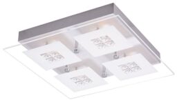 Happy Homewares Designer Brushed Chrome LED Bathroom Light with Glass Insets in Metallic Silver