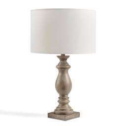 FurnitureboxUK Maurice Grey Turned Wood Style Table Lamp - thumbnail 4
