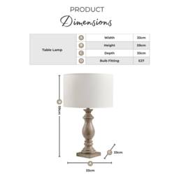 FurnitureboxUK Maurice Grey Turned Wood Style Table Lamp - thumbnail 9