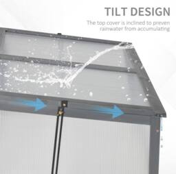 STILVORA Wooden Cold Frame 100 x 65 cm in Grey - thumbnail 7