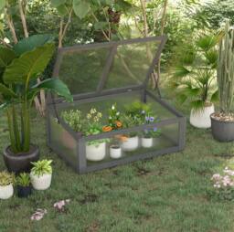 STILVORA Wooden Cold Frame 100 x 65 cm in Grey - thumbnail 2