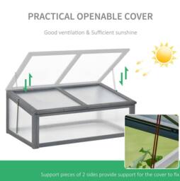 STILVORA Wooden Cold Frame 100 x 65 cm in Grey - thumbnail 6