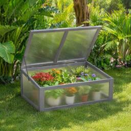 STILVORA Wooden Cold Frame 100 x 65 cm in Grey - thumbnail 1