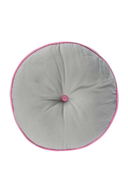Homescapes Round Cotton Floor Cushion Soft, Comfy & Machine Washable in Mid Grey - image 1