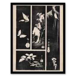 Artery8 Nature Vintage Harimaze Sheet Vintage Framed Wall Art Print Hiroshige in Black - Size: A4 - thumbnail 1