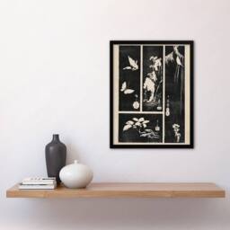 Artery8 Nature Vintage Harimaze Sheet Vintage Framed Wall Art Print Hiroshige in Black - Size: A4 - thumbnail 4