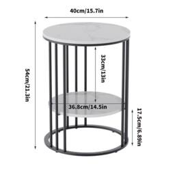 EONLION Elegant Tierd Round Marble Side Table in White - Size: 100 cm - thumbnail 2