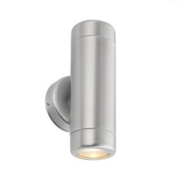 Netlighting Odyssey Outdoor Wall IP65 7W Brushed Stainless Steel & Clear Glass 2 Light Dimmable IP65 GU10 in Grey