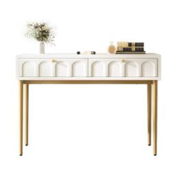 Matteo Dressing Table With 2 Drawers, Chest Of Drawers in Cream - Size: 100 cm x 80 cm - thumbnail 7