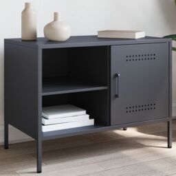 Berkfield Home TV Cabinet Anthracite 68x39x50.5 cm Steel in Black - thumbnail 1