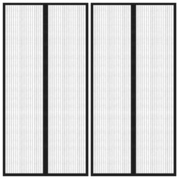 Berkfield Home Insect Door Curtains 2 pcs with Magnet Blocks Black 220x100 cm - thumbnail 1