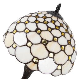 Happy Homewares Traditional Tiffany Table Lamp with Multiple Circular Beads in Amber - Size: 8 inches - thumbnail 3