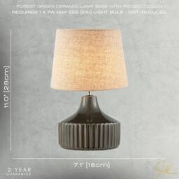 Happy Homewares Deep Forest Green Ceramic Gloss Lamp Base with Brass Lamp Holder in Dark Green - thumbnail 7