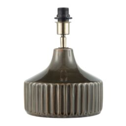Happy Homewares Deep Forest Green Ceramic Gloss Lamp Base with Brass Lamp Holder in Dark Green