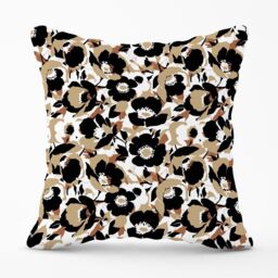 Warren Reed - Designer Modern Flower Pattern Outdoor Cushion in Brown - Size: 60 cm x 60 cm - thumbnail 1