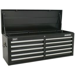 Loops 1265 x 435 x 490mm BLACK 10 Drawer Topchest Tool Chest Lockable Storage Cabinet